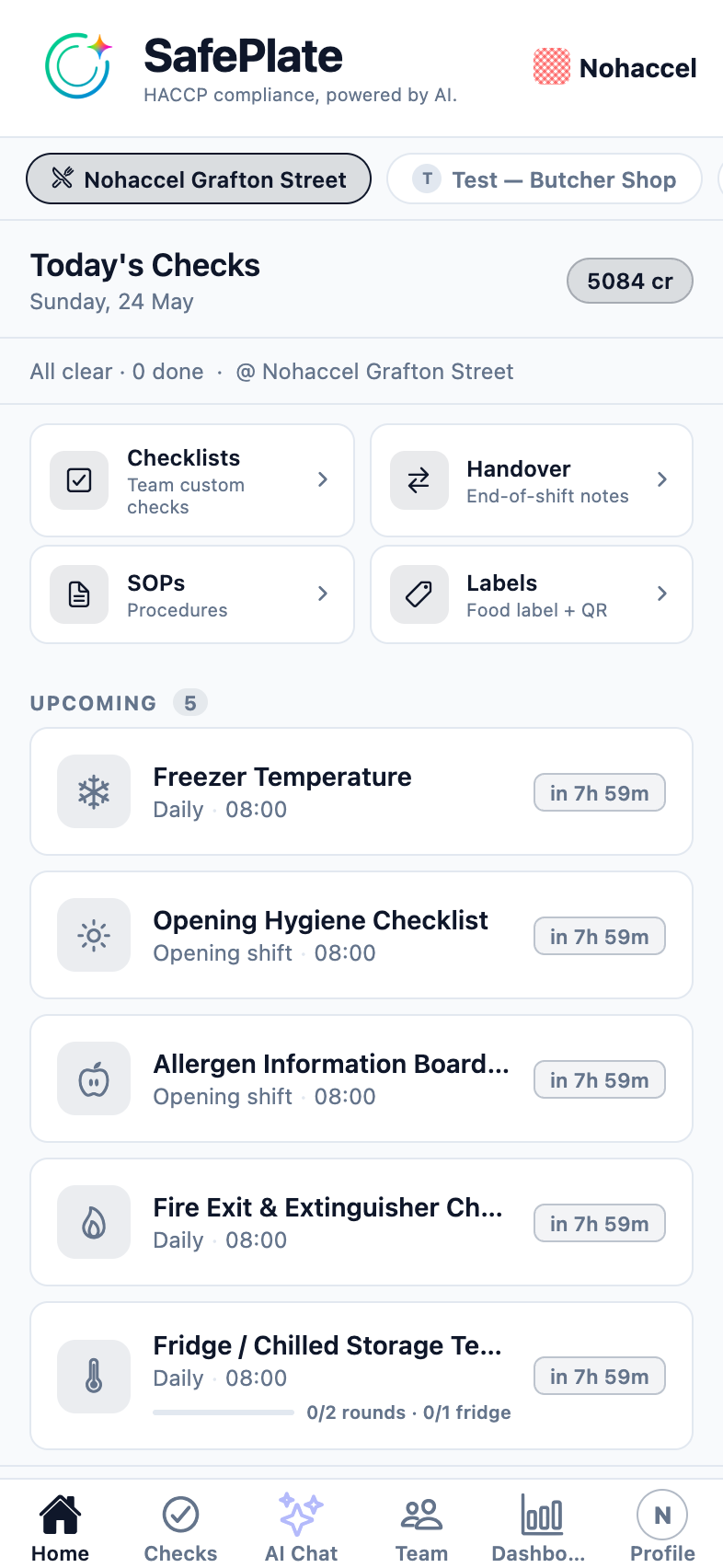 Today's Checks screen